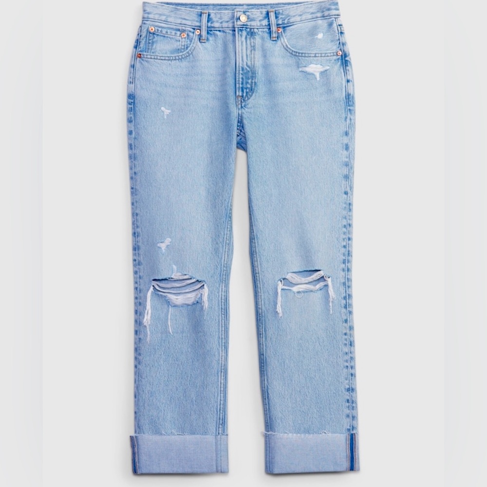 NEW Gap Boy Fit Jeans in Light Indigo Destroy